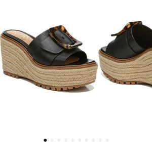 Sam Edleman Liv Platform Wedge Size 9 Black Leather